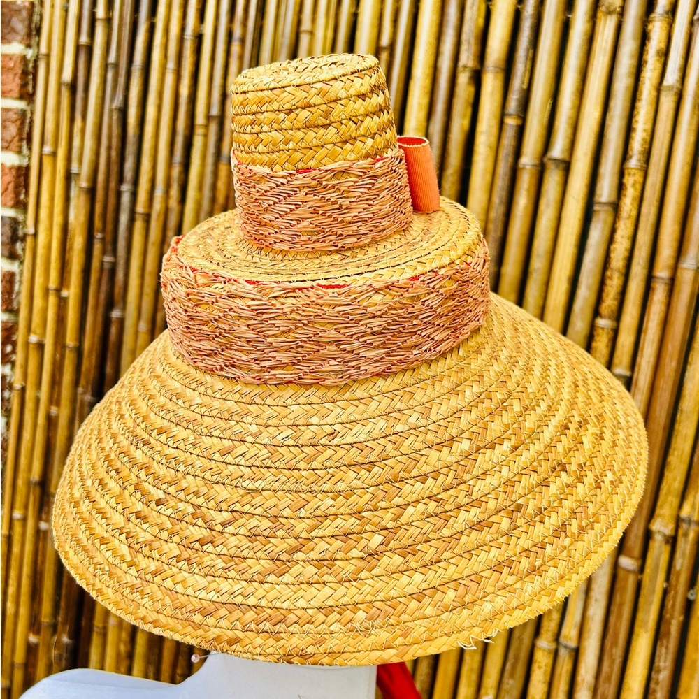 1960s Tiki Straw Hat Vintage pinup Polynesian vacation hat - Picture 2 of 9